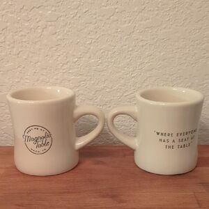 Magnolia White Ceramic Mugs Set Of 2